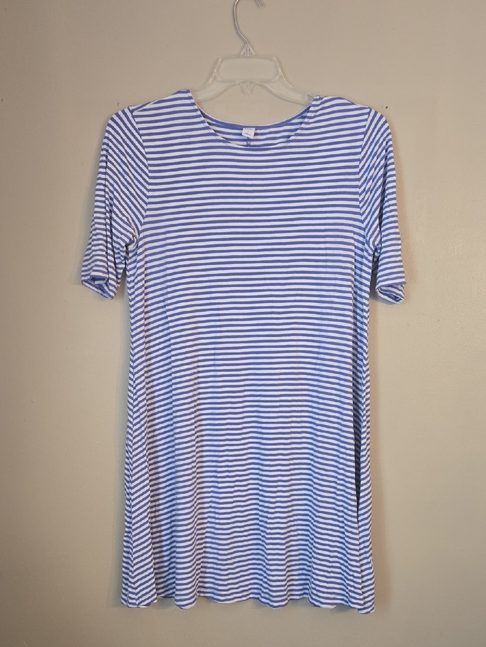 Old Navy - Blue and White Striped Women's Short Sleeve Dress - Picture 1 of 3